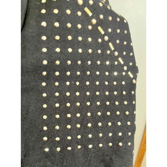 Retro Metallic Studs Cutout Beaded Top Black M Chic Classic Preppy Festive 90s - Picture 8 of 9